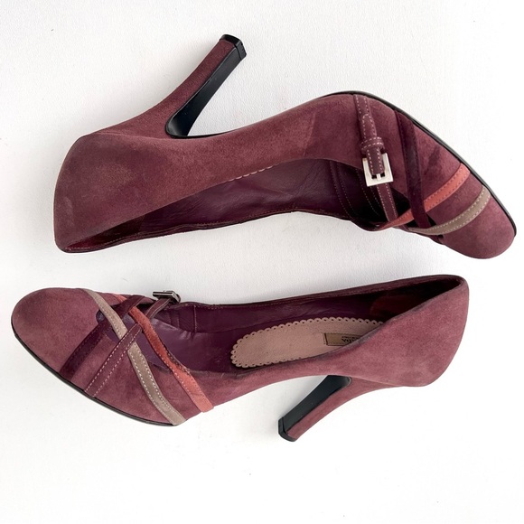 PRADA | Purple Suede Leather Pumps with Strappy Cross Over Buckle Detail EU 37.5 - Picture 10 of 13